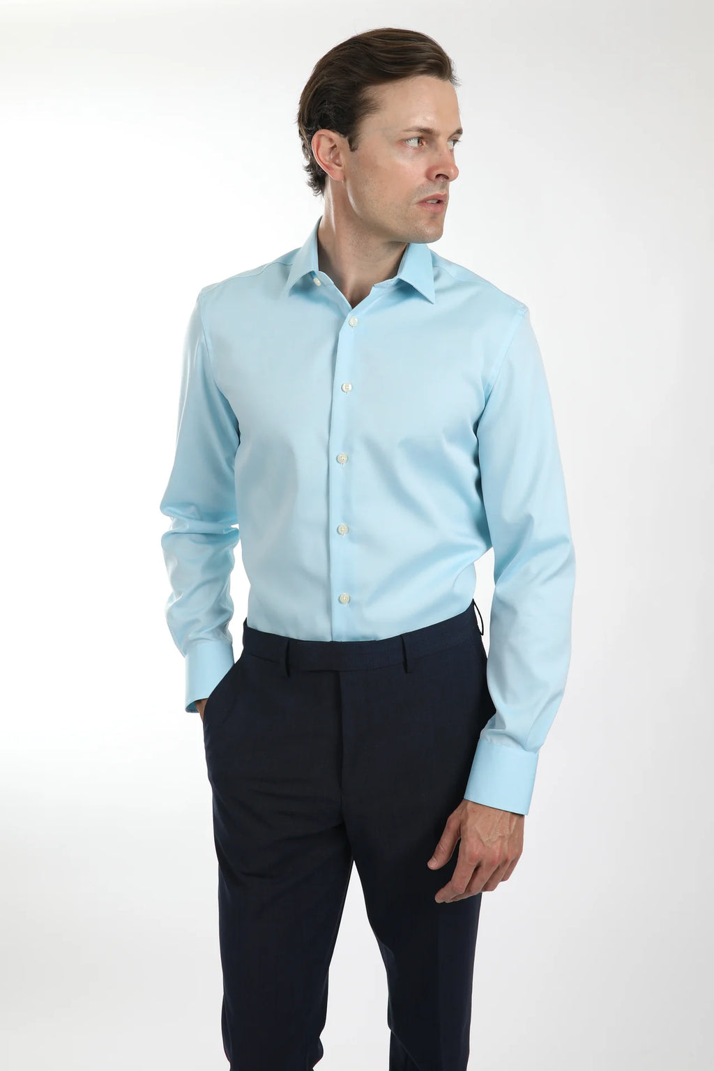 Hardy Amies Ice Blue Plain Oxford Shirt (Slim Fit) HA436SF