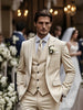 IVORY WOOL BLEND STRECH SUIT WITH MATCHING VEST