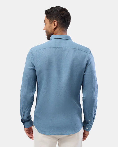Brooksfield Deep Teal LINEN CASUAL L/S SHIRT