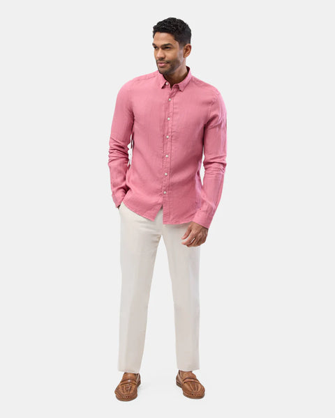 Brooksfield Dusty Rose LINEN CASUAL L/S SHIRT