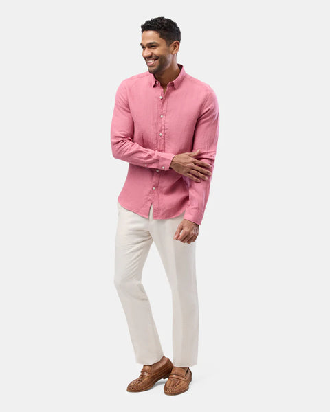 Brooksfield Dusty Rose LINEN CASUAL L/S SHIRT