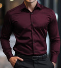 BURGUNDY BAMBOO SHIRT STRETCH NON IRON WRINKLE FREE