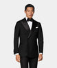 BLACK DOUBLE BREASTED  WOOL BLEND STRECH SUIT