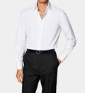 WHITE BAMBOO SHIRT STRETCH NON IRON WRINKLE FREE