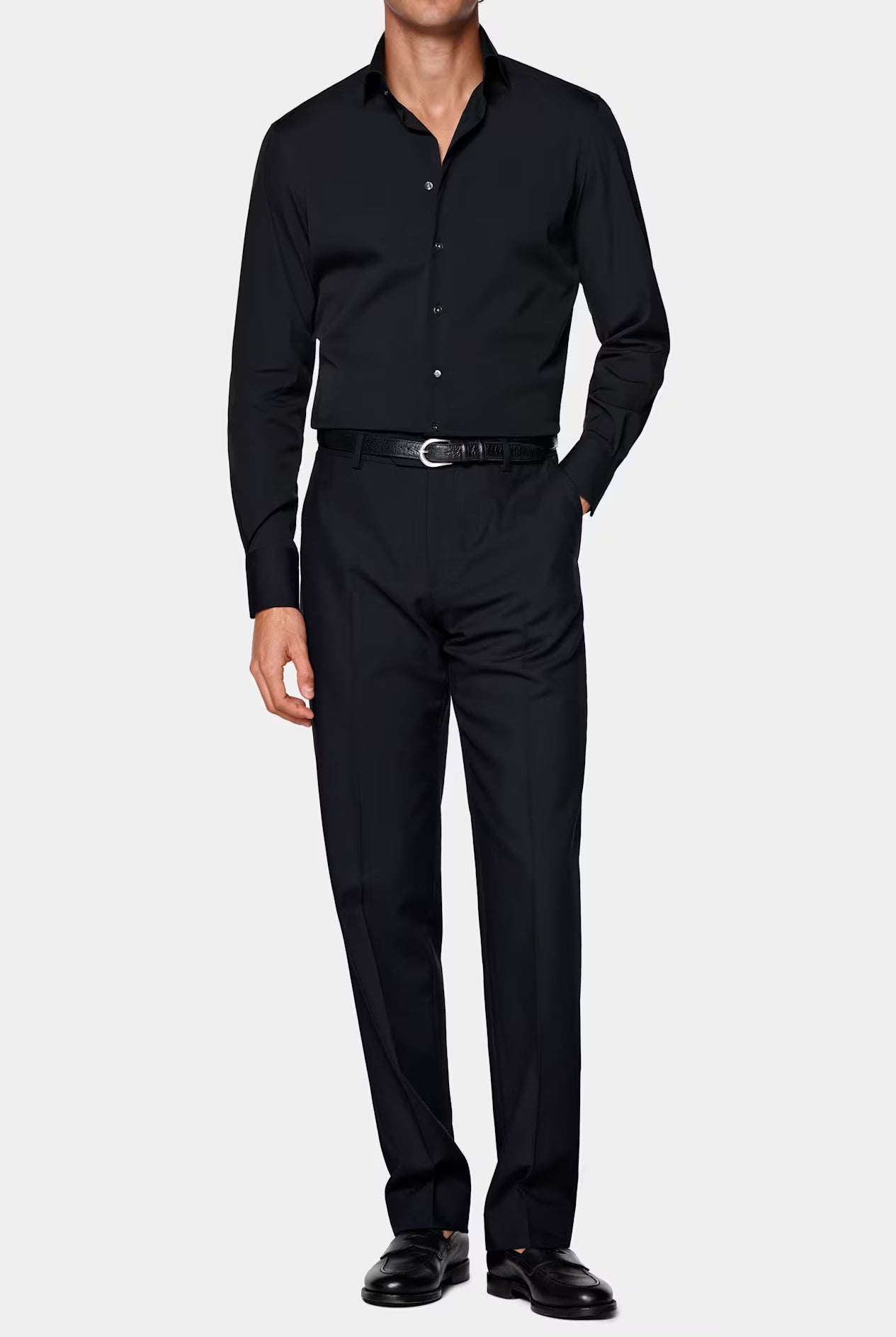 BLACK BAMBOO SHIRT STRETCH NON IRON WRINKLE FREE