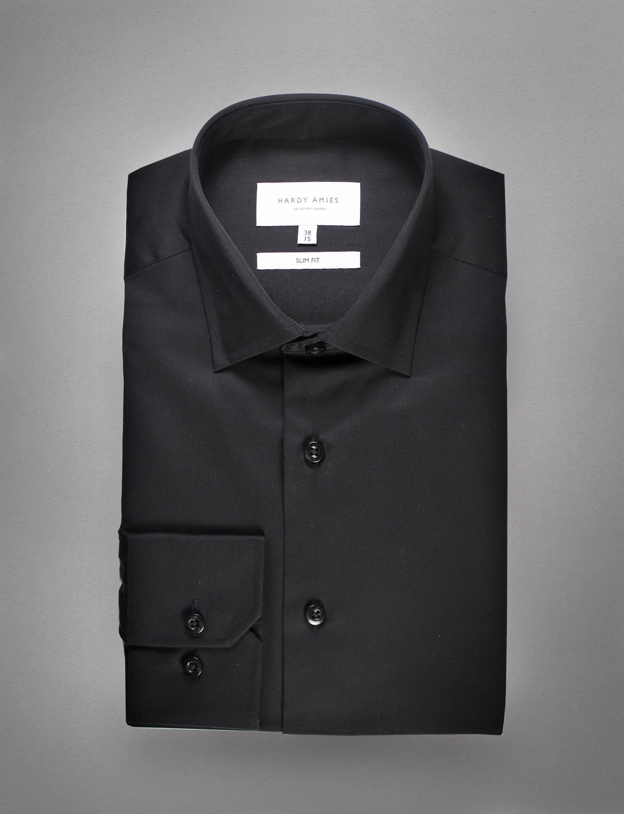 Hardy Amies Plain Black Shirt (Slim Fit) HA398SF