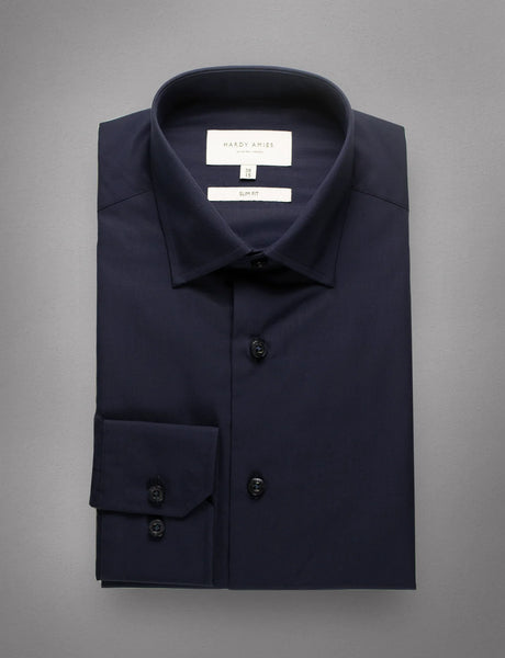 Hardy Amies Plain Navy Shirt (Slim Fit) HA400SF