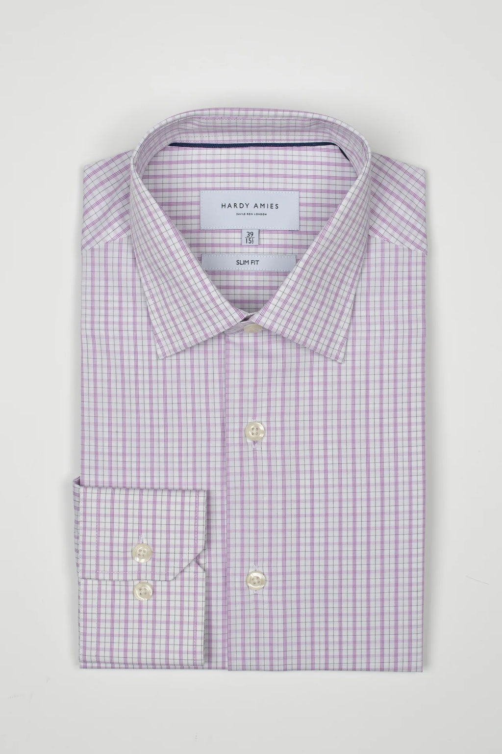 Hardy Amies Lilac Royal Twill Check Shirt (Slim Fit) HA419SF