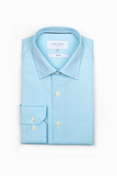 Hardy Amies Ice Blue Plain Oxford Shirt (Slim Fit) HA436SF