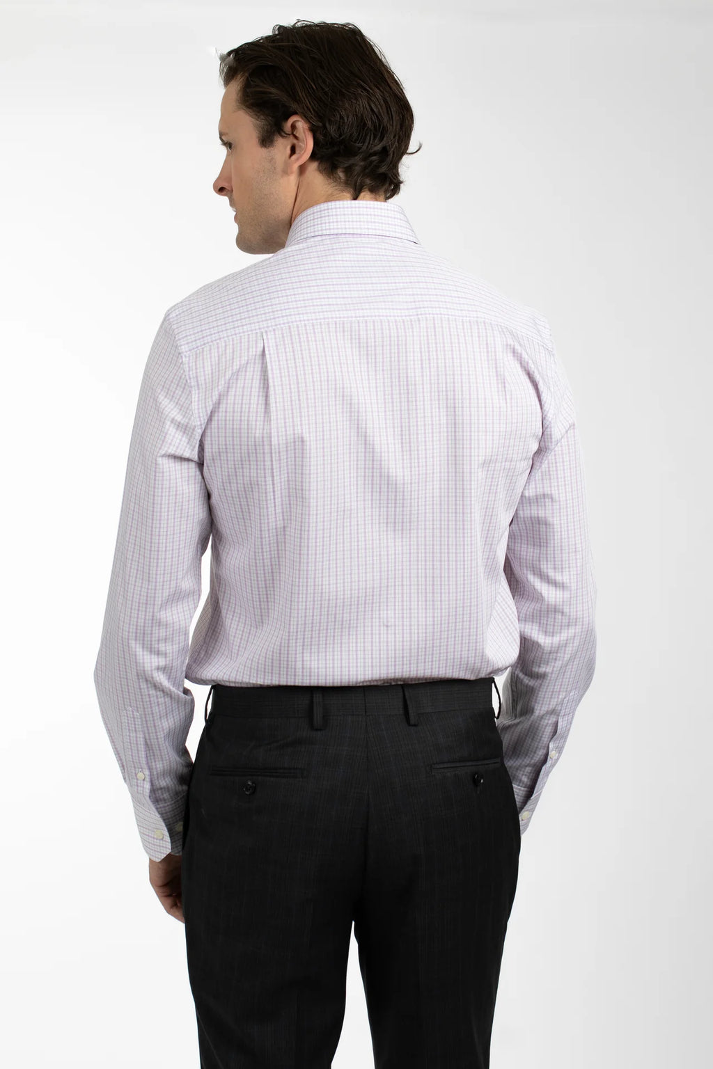 Hardy Amies Lilac Royal Twill Check Shirt (Slim Fit) HA419SF