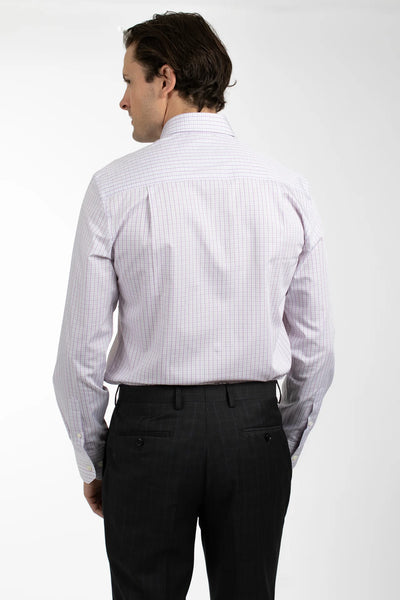 Hardy Amies Lilac Royal Twill Check Shirt (Slim Fit) HA419SF