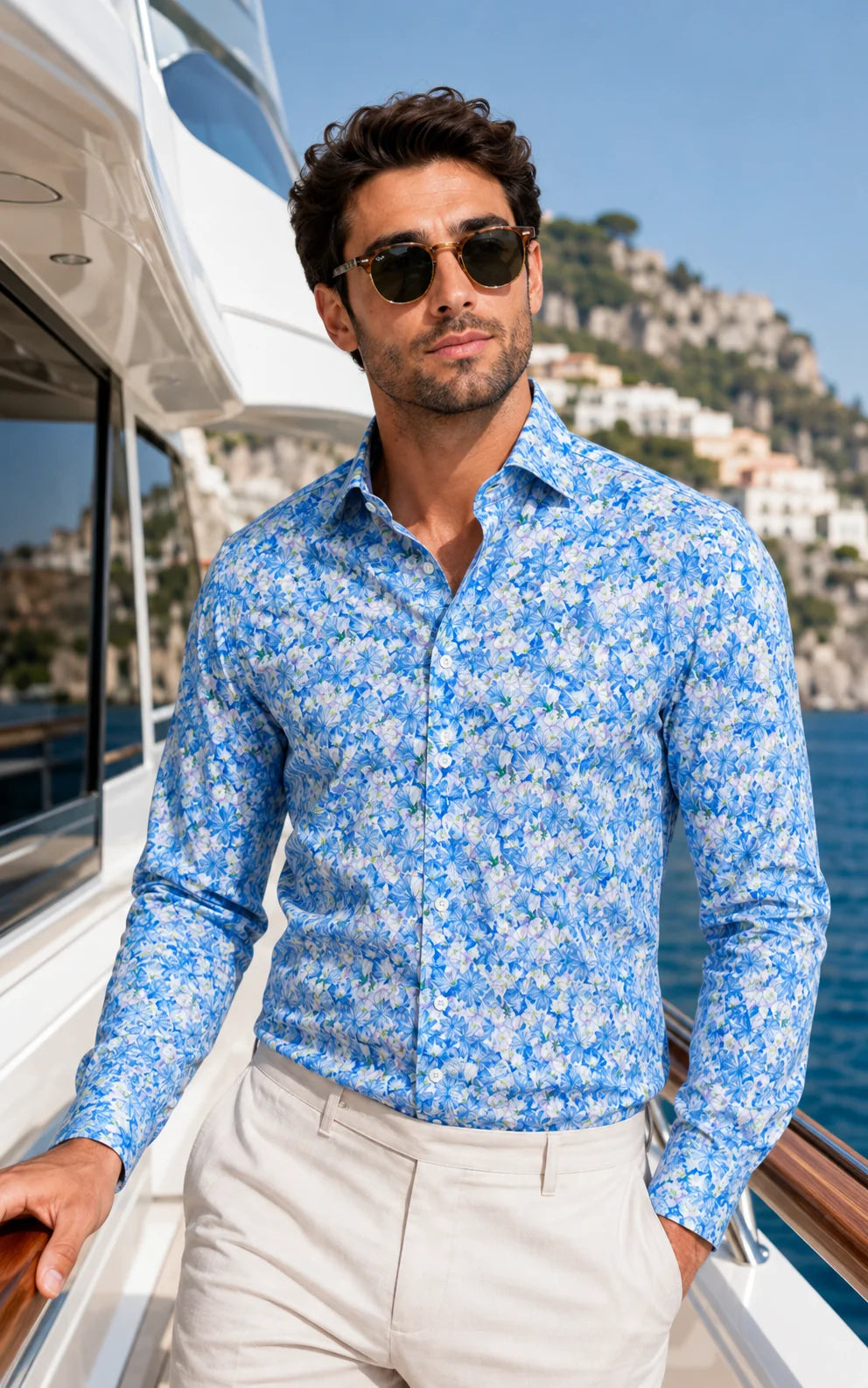 MASUTTO PERTH MULTICOLOUR 100% LUXURY ITALIAN COTTON SEMI FITTED