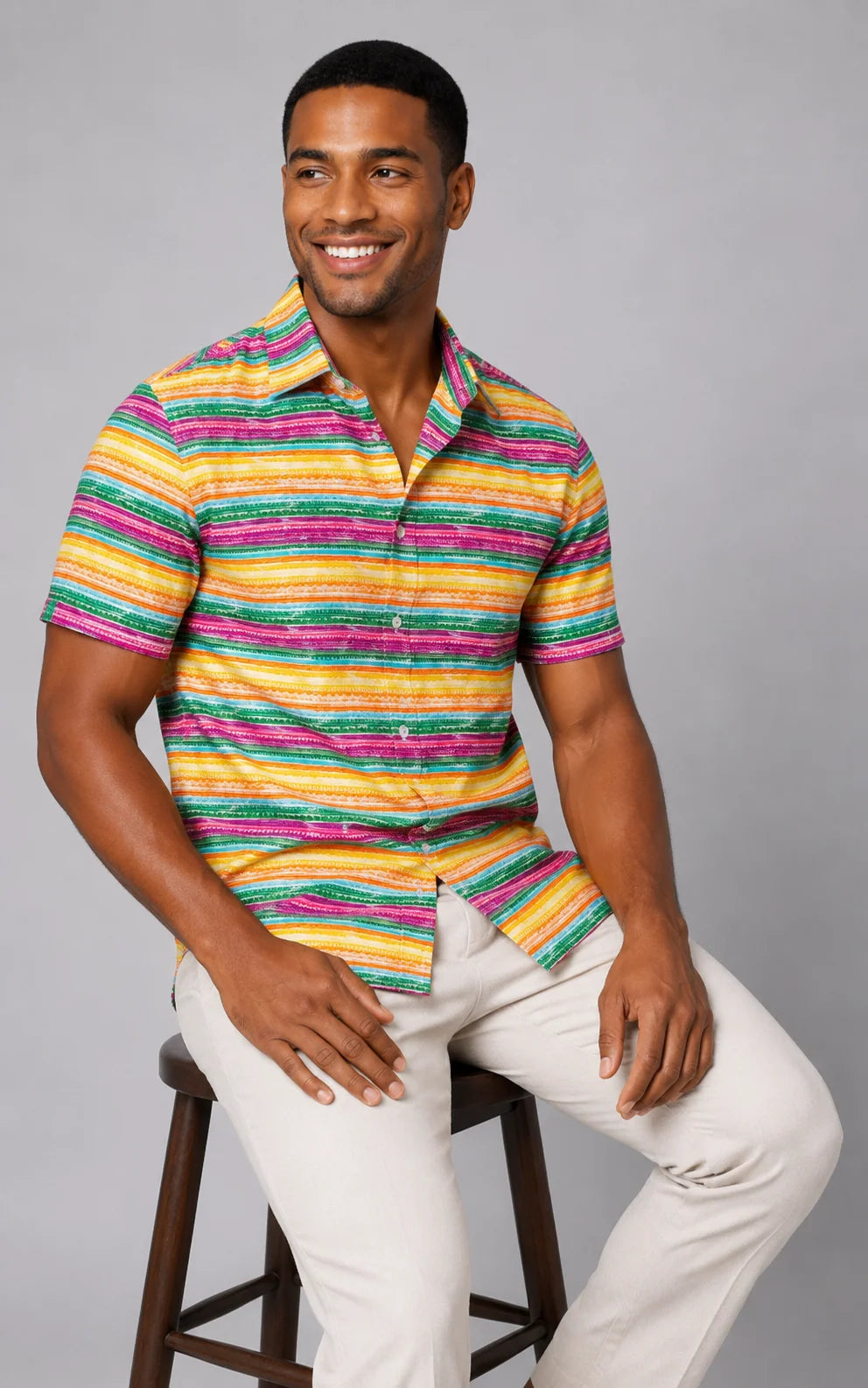 MASUTTO Barella/08 Short Sleeve Button Down Shirt
