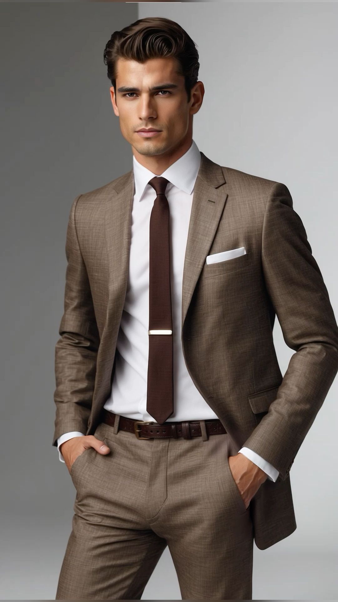 SAVILE ROW SUIT LATTE SUPER FINE 110 MERINO WOOL SUIT