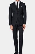 DEEP NAVY BLUE TRAVEL SUIT 100% MERINO WOOL CREASE RESISTANT FINISH