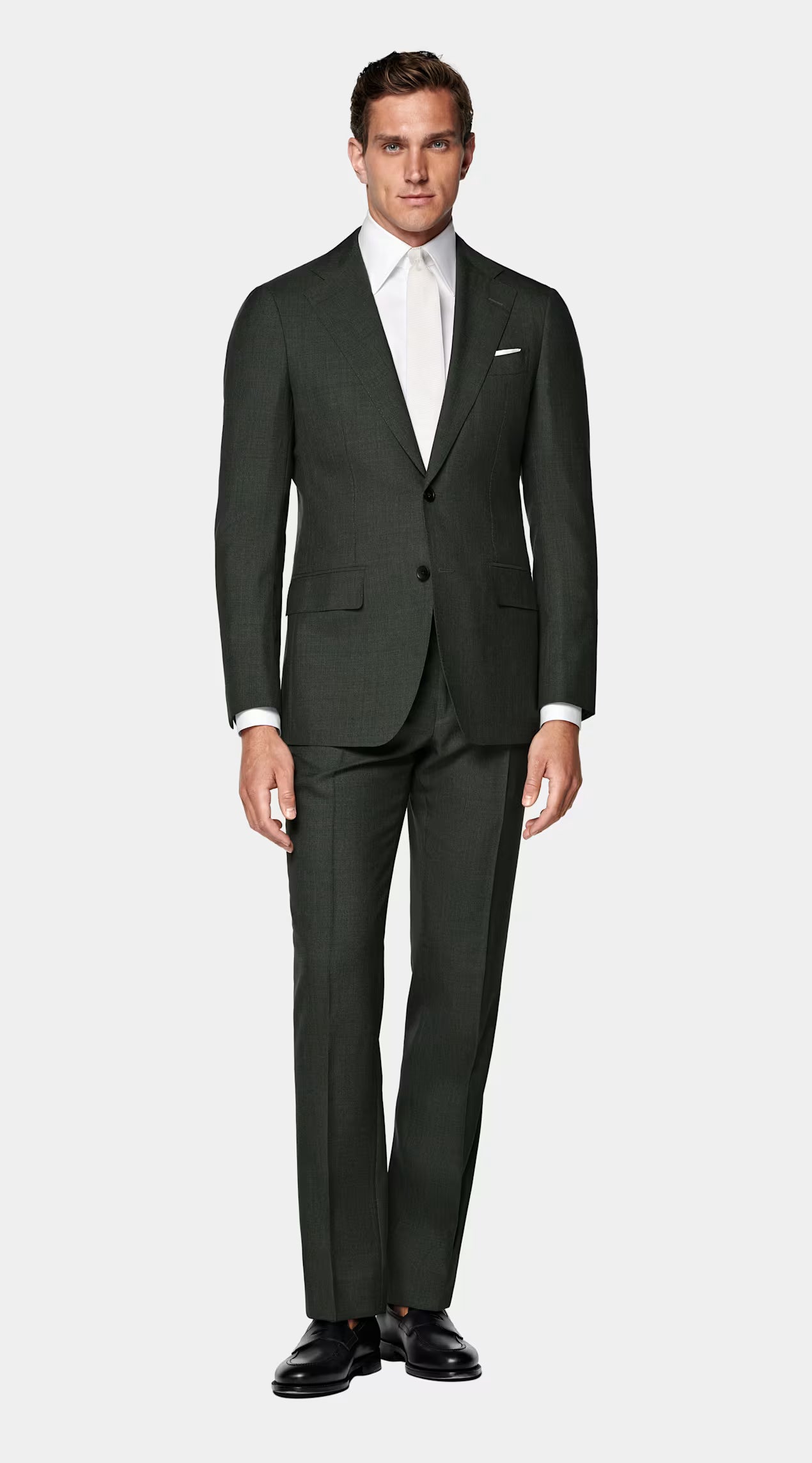 DEEP CHARCOAL GREY SUPER 110 MERINO WOOL TRAVEL SUIT