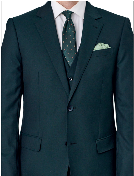 SAVILE ROW SUPER 110 MERINO WOOL FORREST GREEN