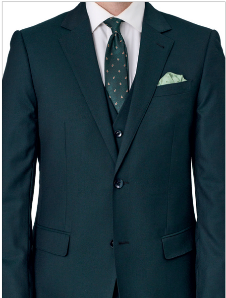 SAVILE ROW SUPER 110 MERINO WOOL FORREST GREEN