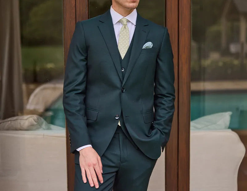 SAVILE ROW FORREST GREEN PURE WOOL SUIT