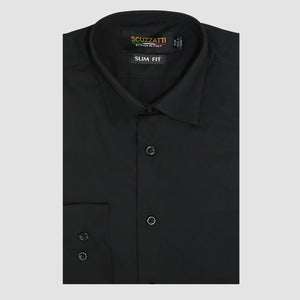 Scuzzatti Poplin Dress Shirt Slim Fit - Black