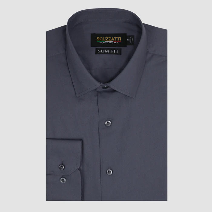 Scuzzatti Twill Weave Shirt Slim Fit - Charcoal