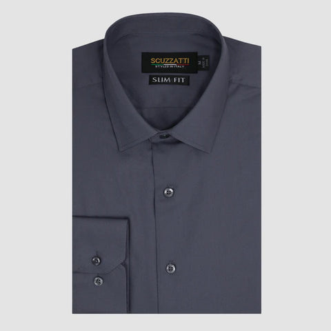 Scuzzatti Twill Weave Shirt Slim Fit - Charcoal