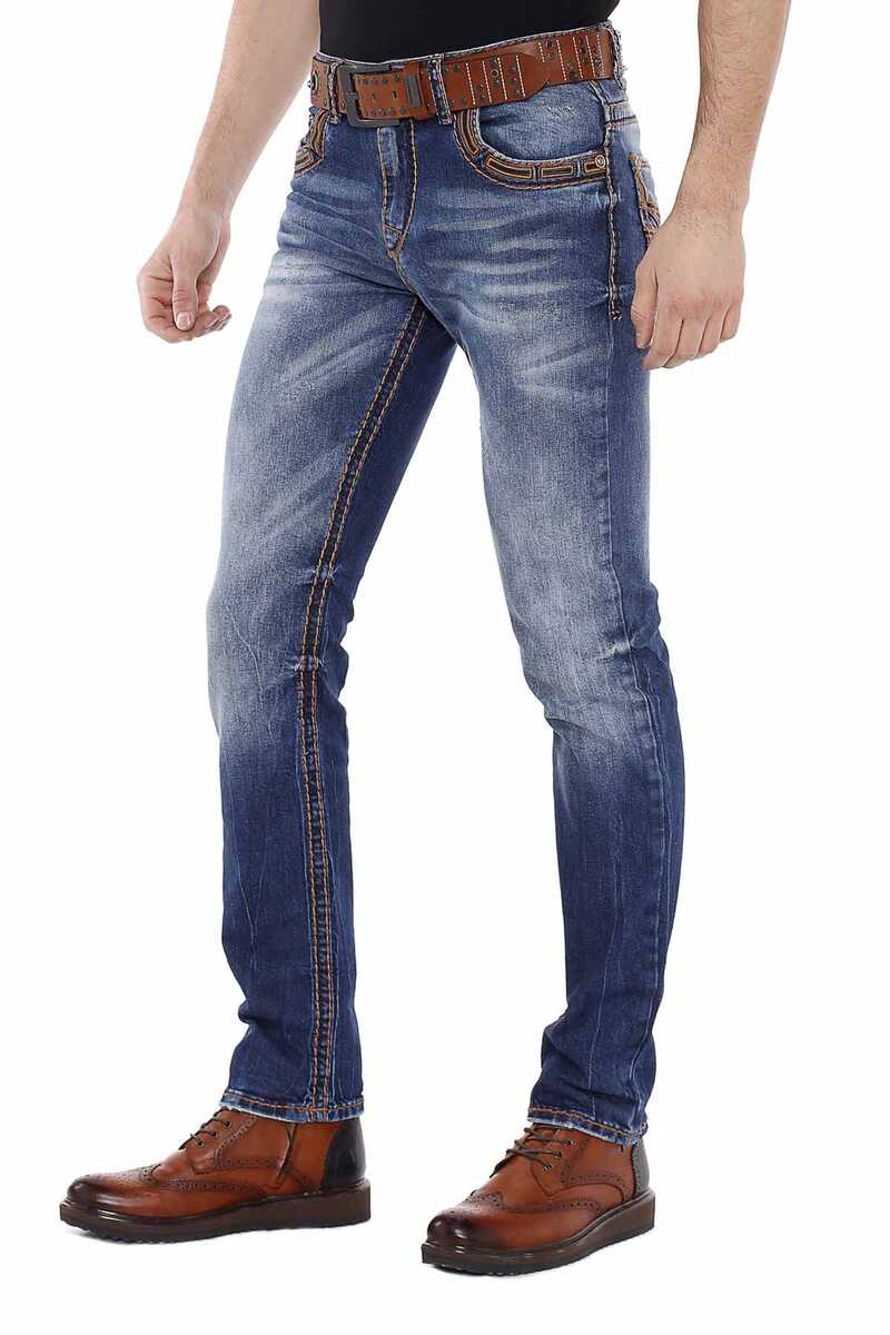 CIPO BAX Men Slim-Fit-Jeans with embroidered back pockets