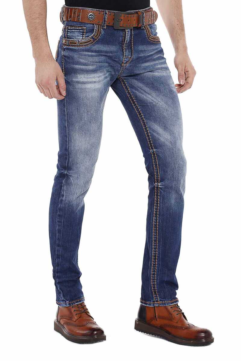 CIPO BAX Men Slim-Fit-Jeans with embroidered back pockets