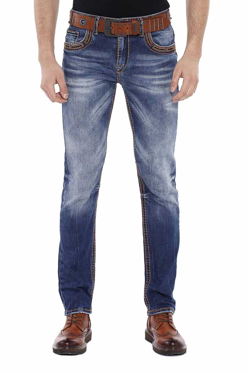 CIPO BAX Men Slim-Fit-Jeans with embroidered back pockets