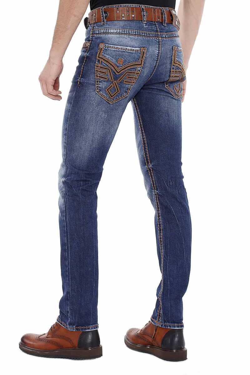 CIPO BAX Men Slim-Fit-Jeans with embroidered back pockets