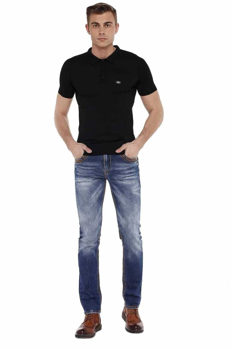 CIPO BAX Men Slim-Fit-Jeans with embroidered back pockets