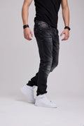 BLACK WASHED STRAIGHT FIT STRECH JEANS