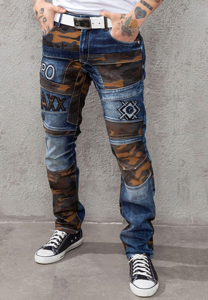 CIPO BAX STRECH JEANS  DENIM/TAN