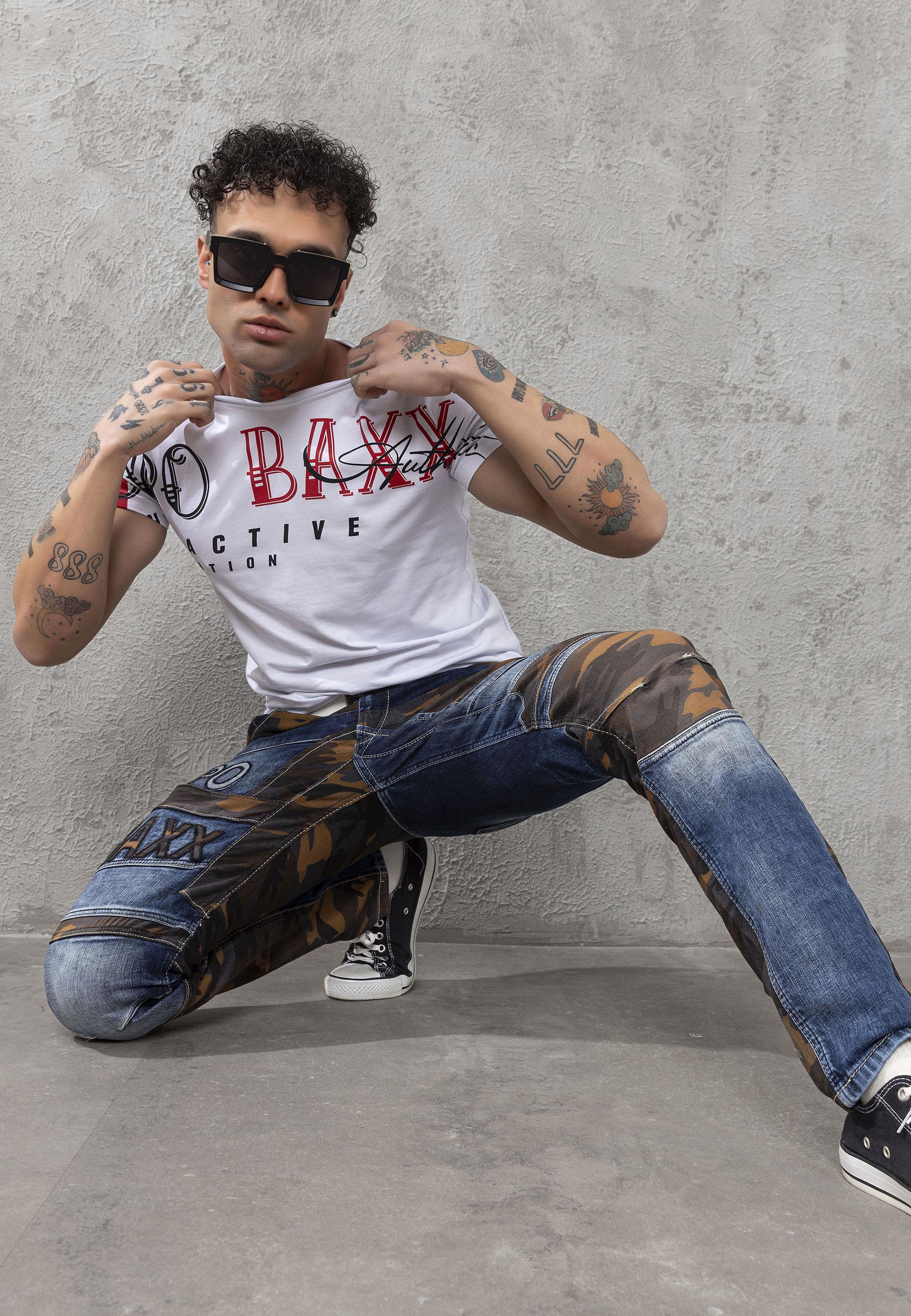CIPO BAX STRECH JEANS  DENIM/TAN