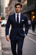 SAVILE ROW MERINO WOOL DEEP NAVY BLUE TRAVEL FINISH SUIT