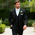 BLACK PURE WOOL PEAK LAPEL TUXEDO