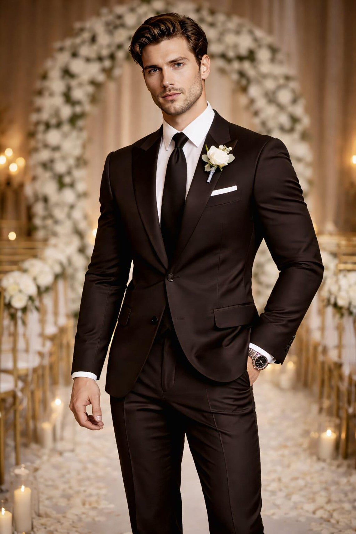 DARK BROWN SUPER 110 MERONO WOOL SUIT