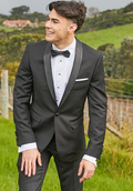 BRUTON SLIM LINE PERFORMANCE SUIT SATIN LAPEL MATCHING SLIM LINE TROUSERS